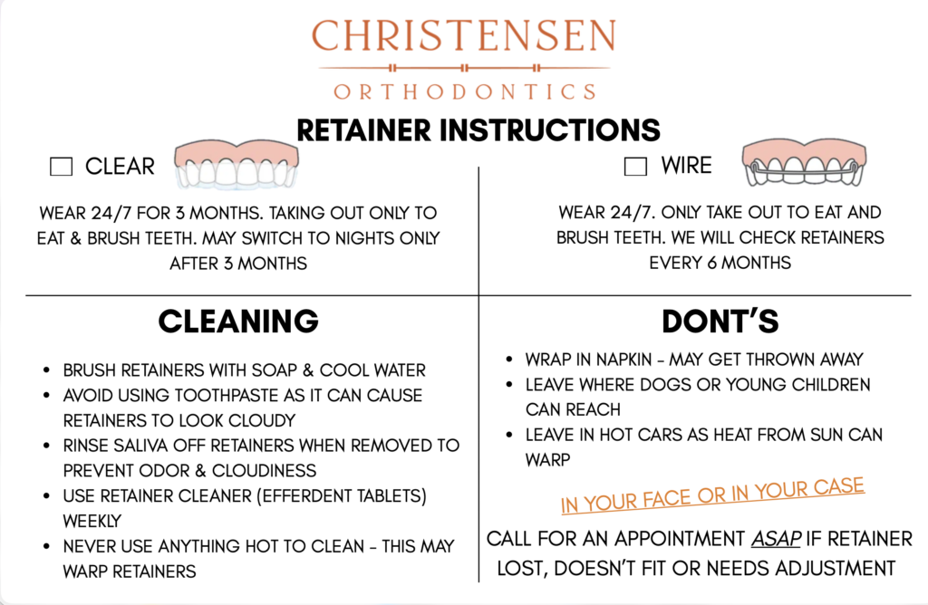Caring for reatiners instructions